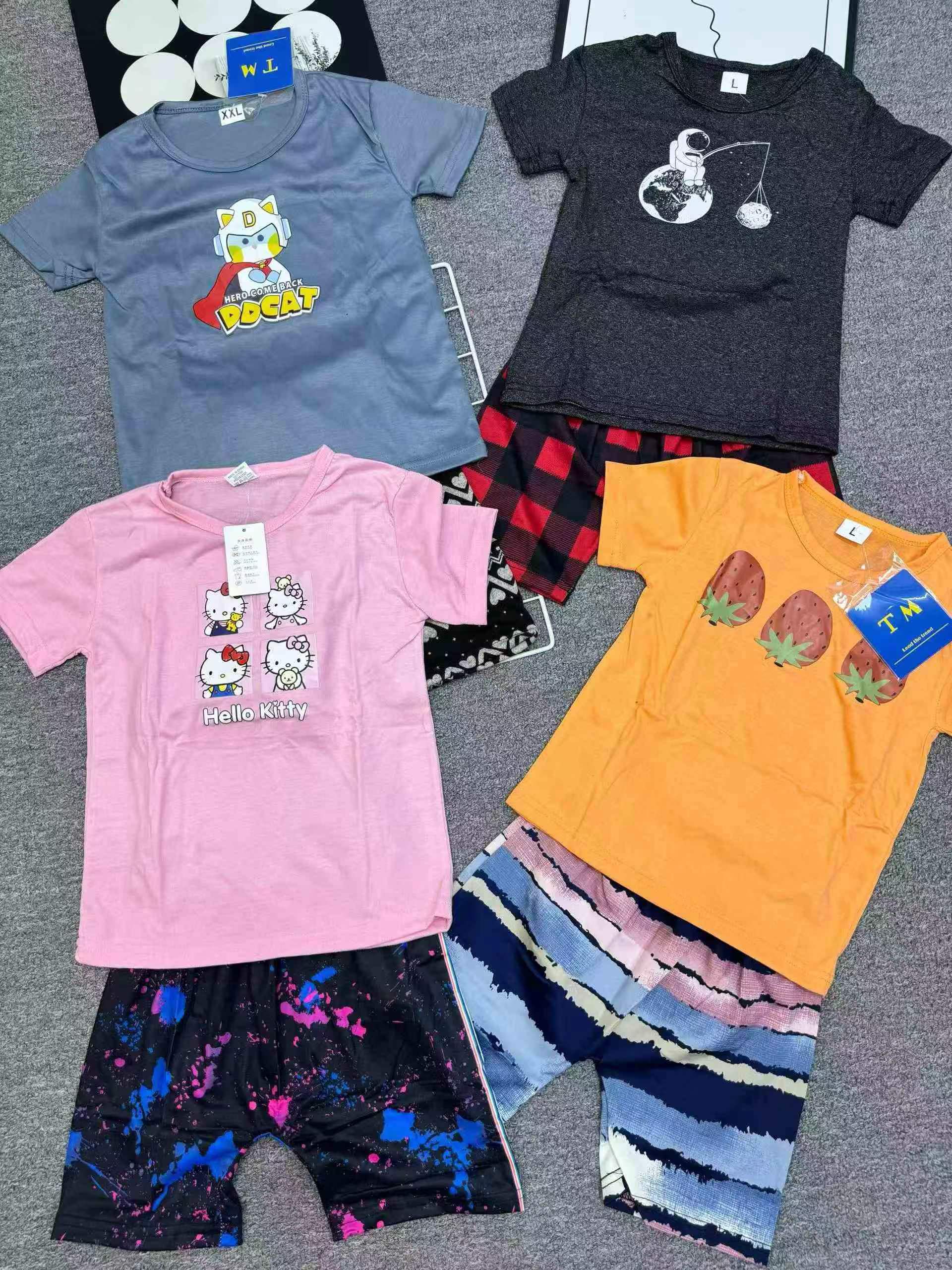 15000套新款夏季休闲糖果色儿童短袖套装 - Image 4