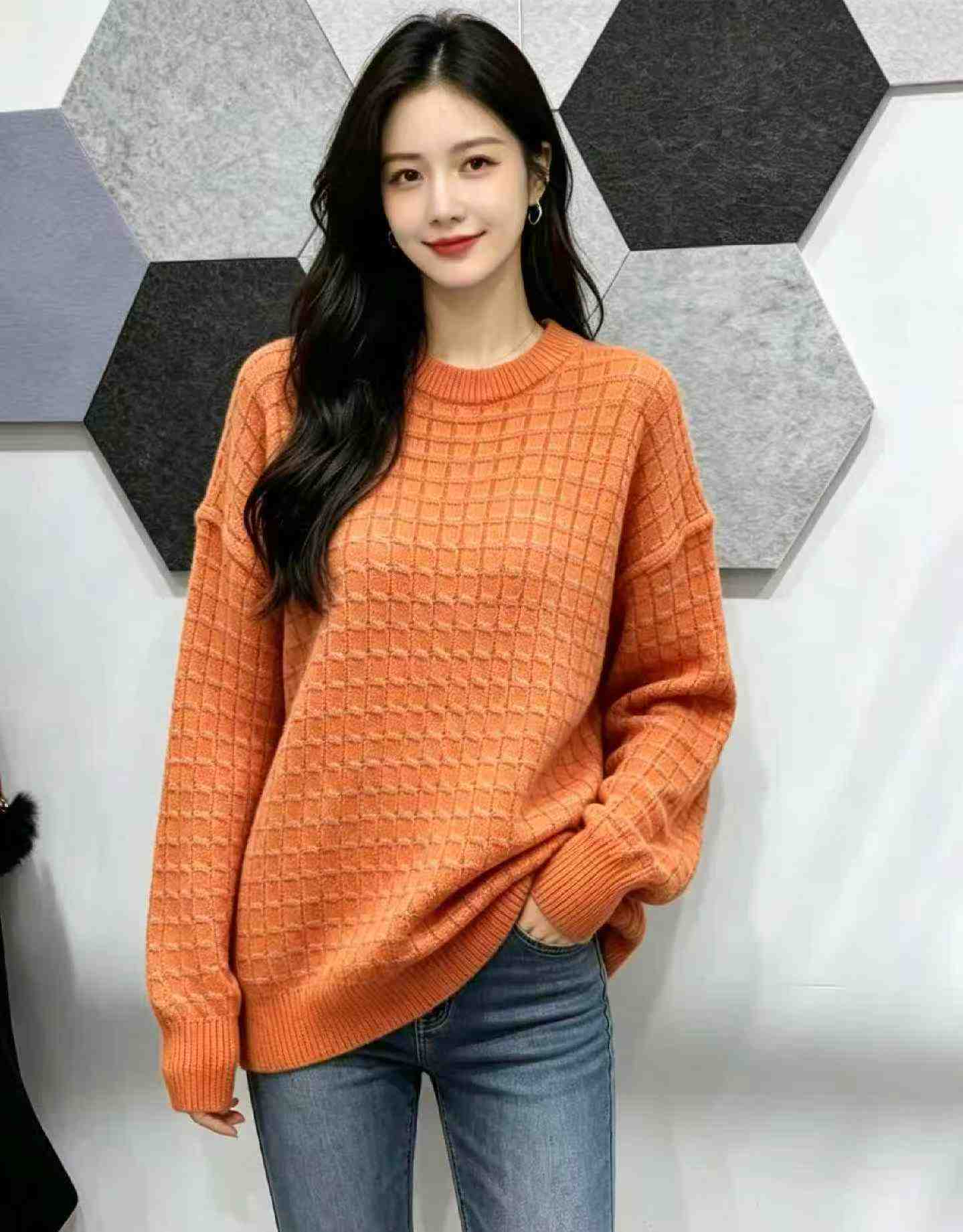 385 Pcs Autumn Winter New Korean Loose Crew Neck Pullover Sweater - Image 5
