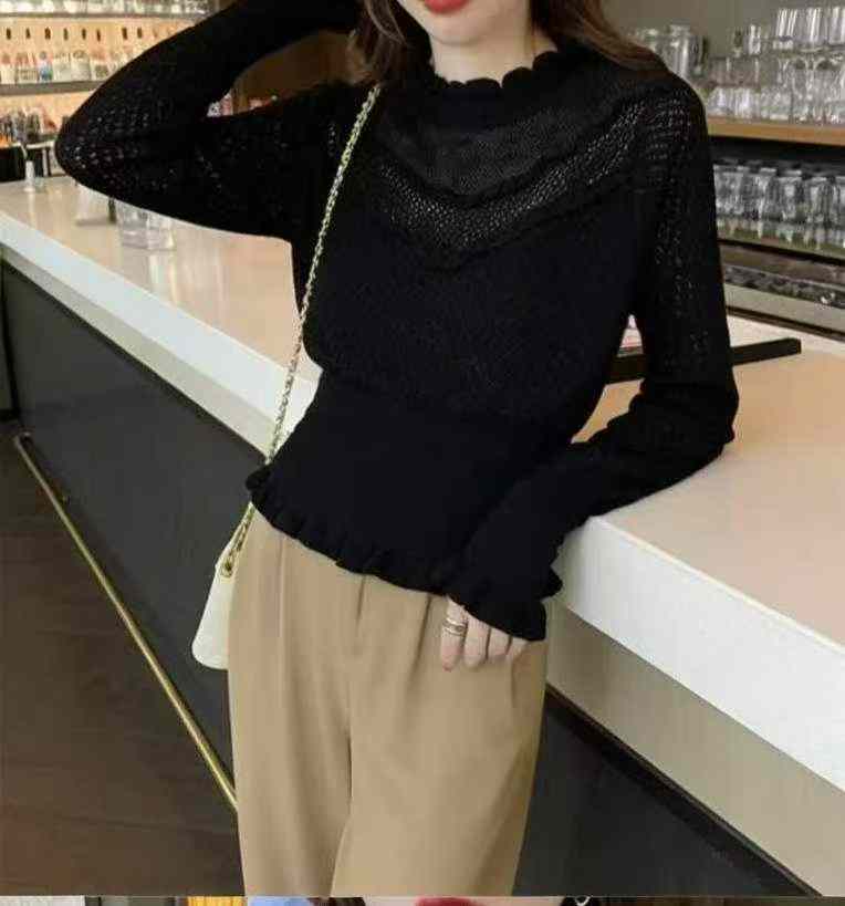 Spring Autumn Mock Neck Ruffled Long Sleeve Knit Tops 422 Pieces - Image 7