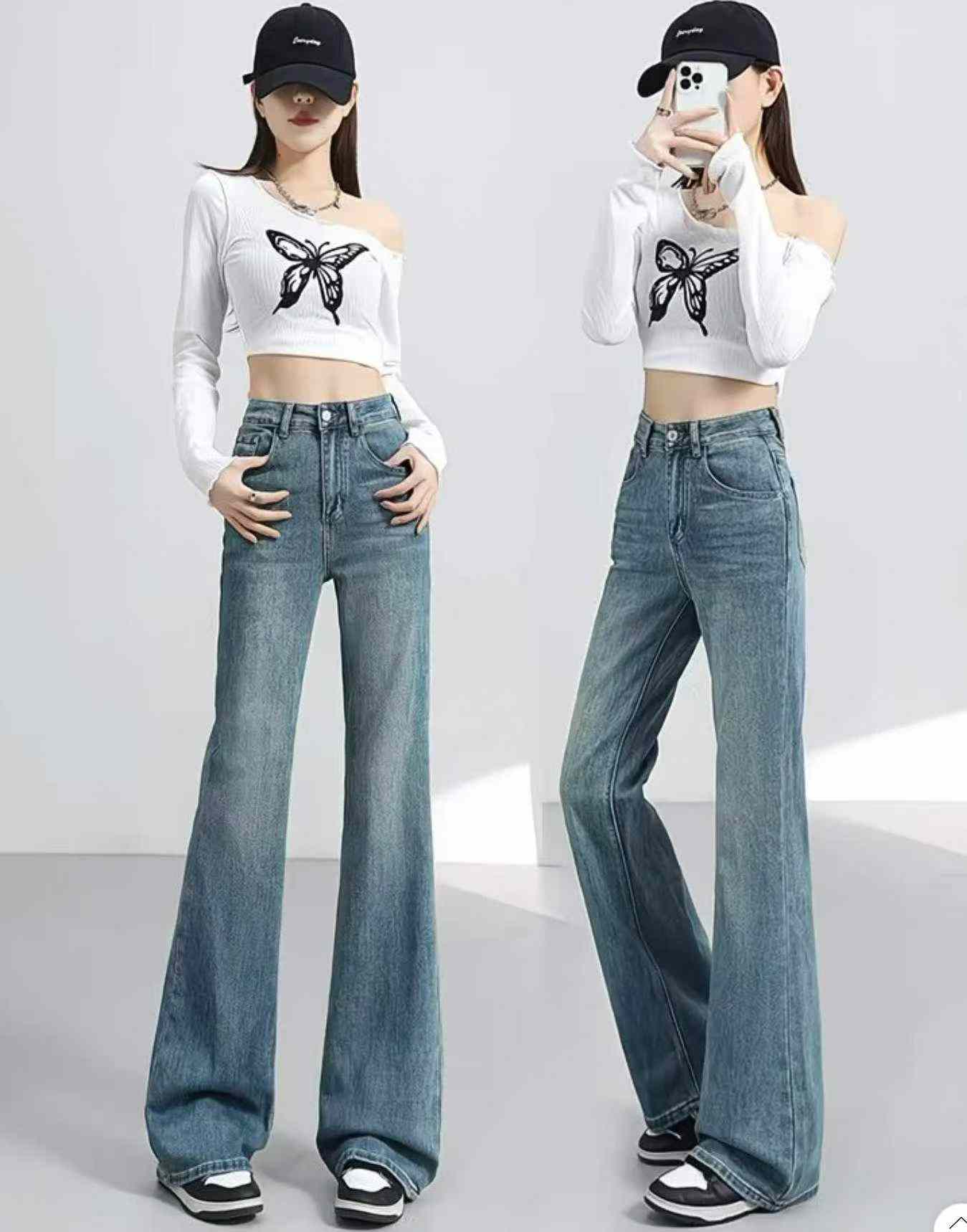 New Spring Summer Vintage Stretch Washed Cotton Flared Jeans 450 Pieces - Image 6