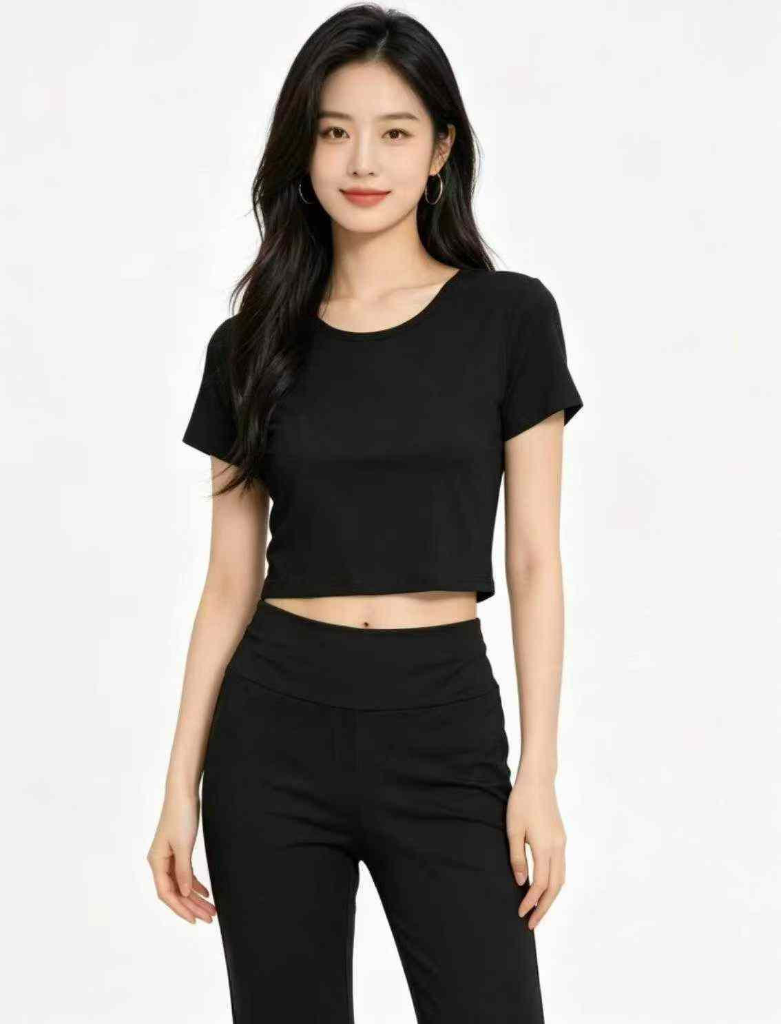 102 Sets Korean Style Women Slim Fit Pilates Sports Short Sleeve Flared Pants Set XL - Image 5
