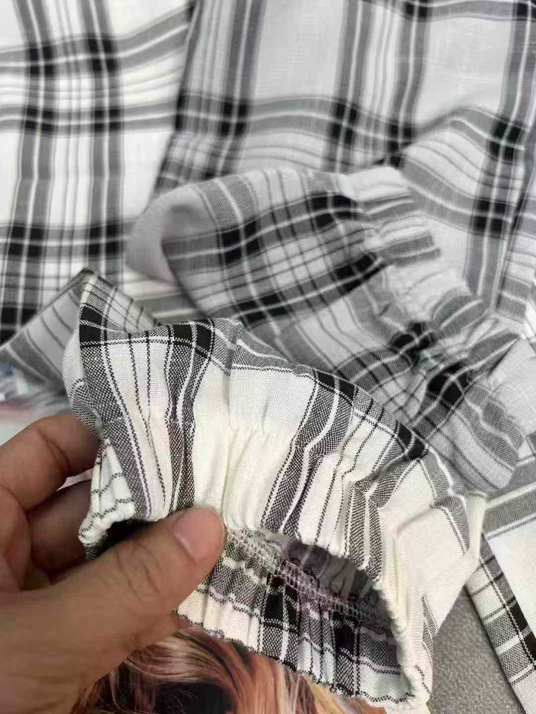430 PCS Petite Black White Plaid Harem Carrot Pants - Image 5