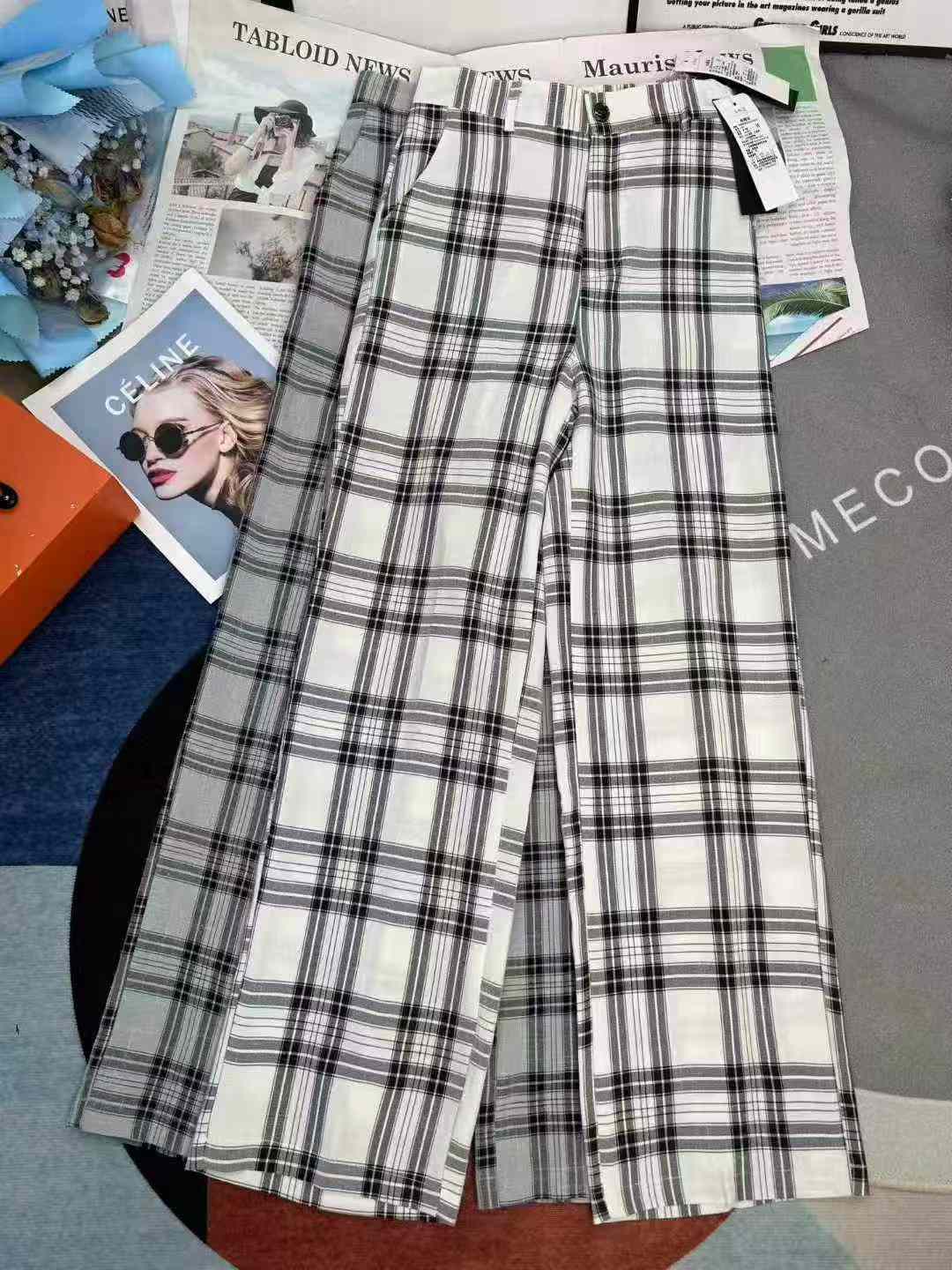 Seluar Kasual Panjang Paras Lantai Longgar Pinggang Tinggi Tipis Musim Panas, 140 Keping, 2 Warna, S-2XL, Pembungkusan Individu - Image 3