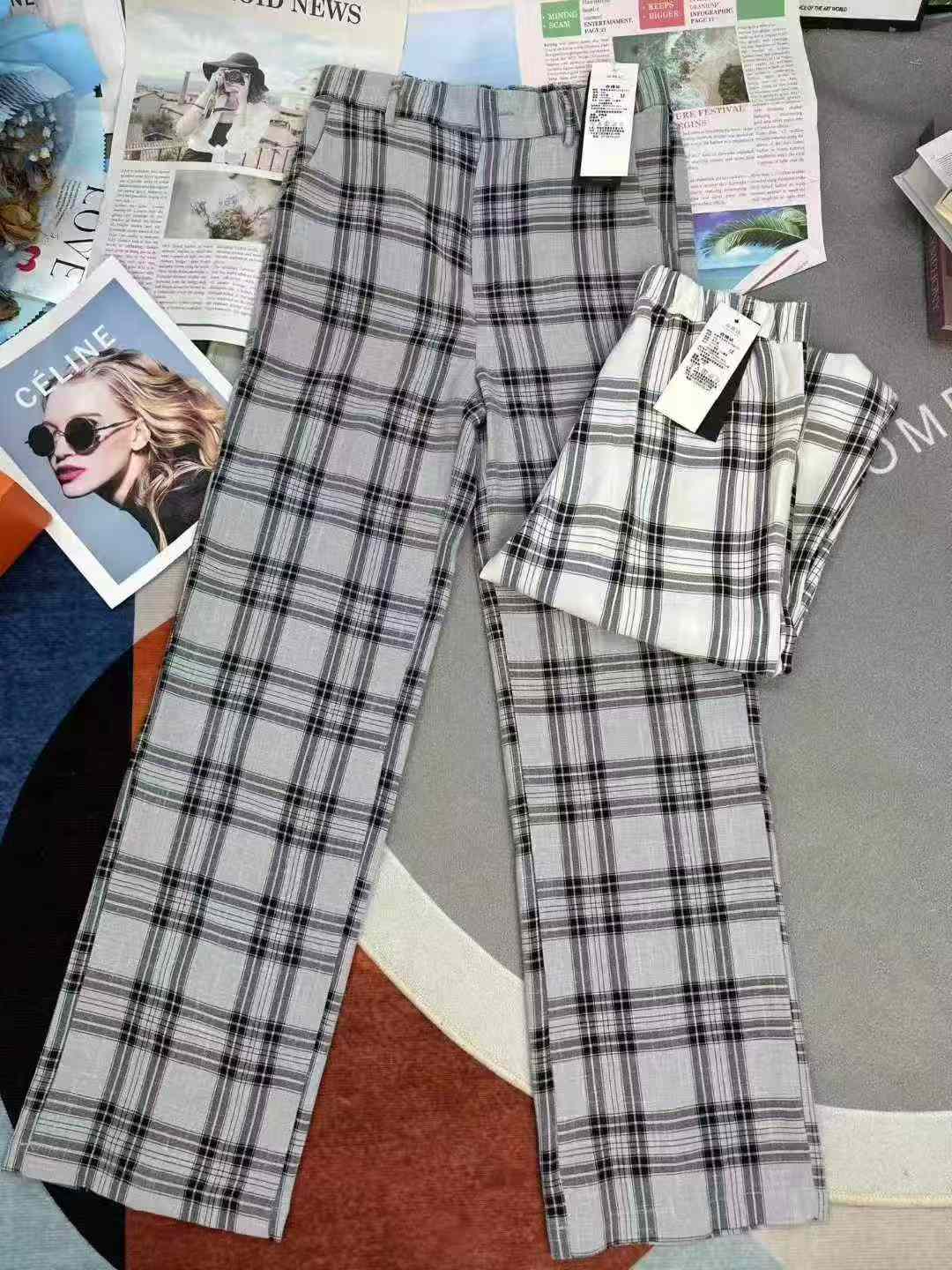 Seluar Kasual Panjang Paras Lantai Longgar Pinggang Tinggi Tipis Musim Panas, 140 Keping, 2 Warna, S-2XL, Pembungkusan Individu - Image 6