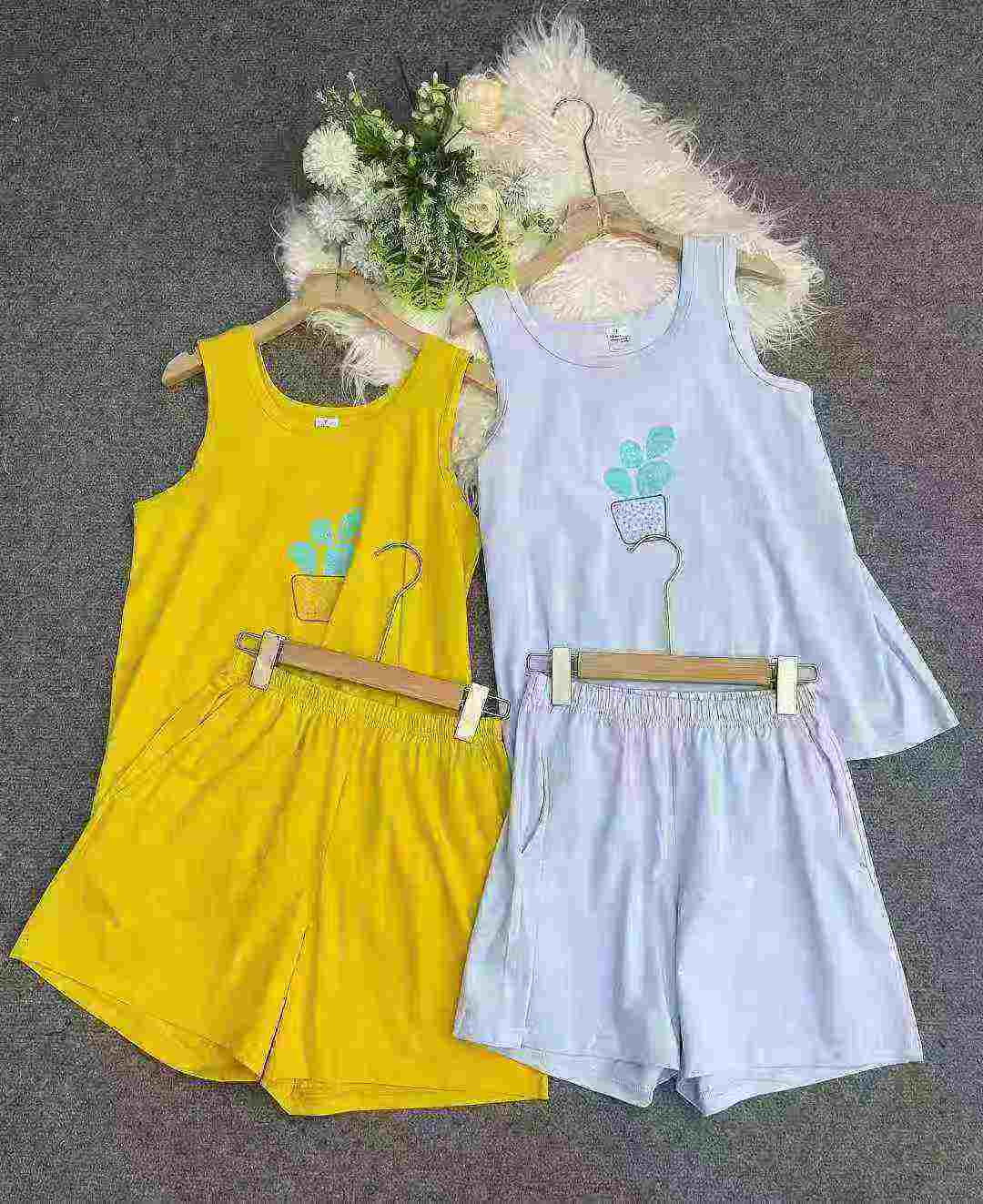 506 Sets Compact Cotton Printed Casual Vest Loungewear Set - Image 2
