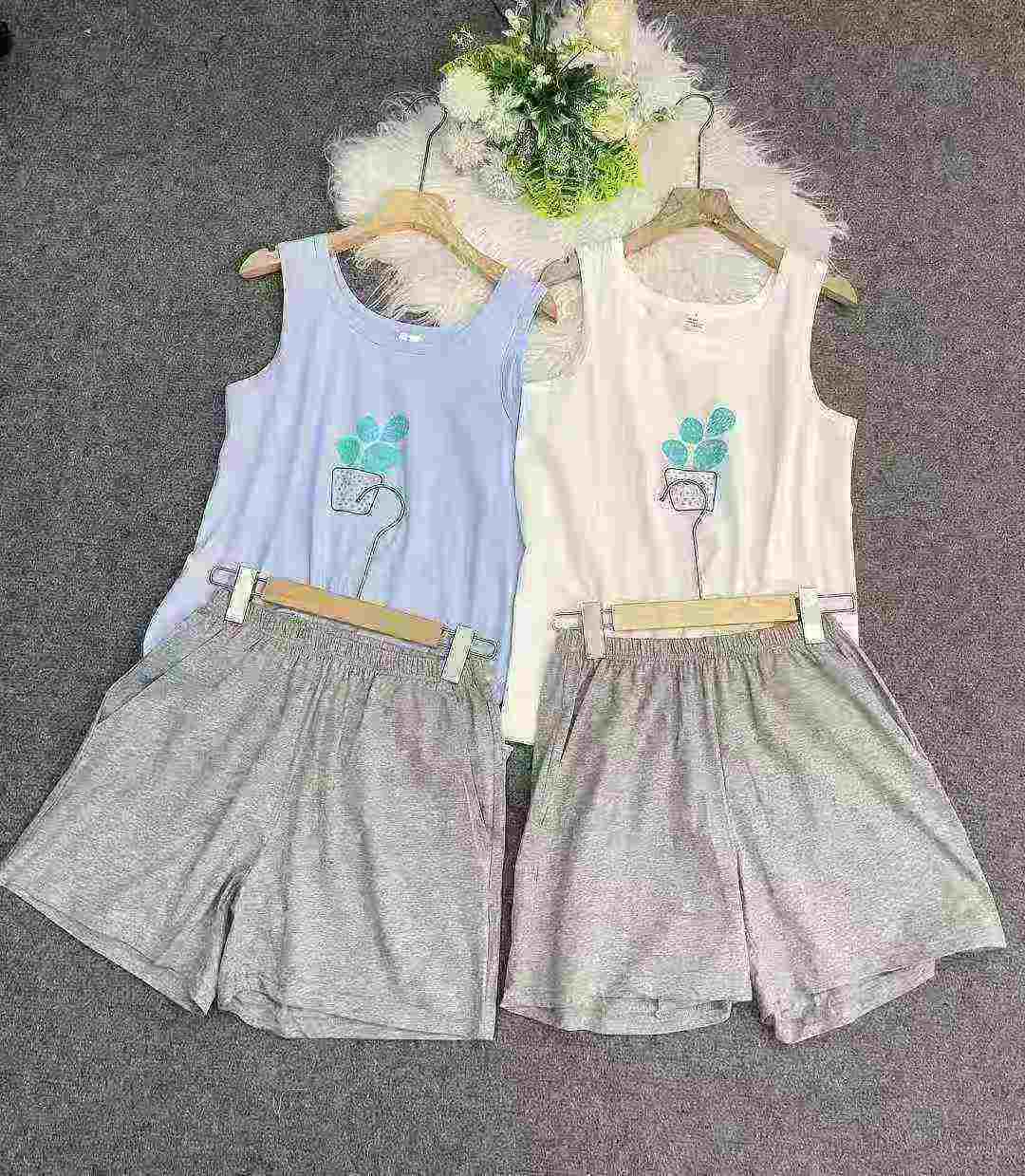 506 Sets Compact Cotton Printed Casual Vest Loungewear Set - Image 4