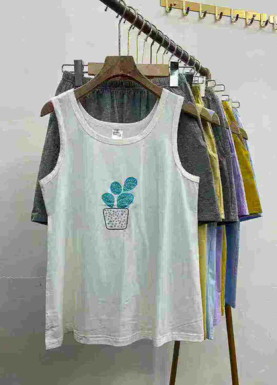 506 Sets Compact Cotton Printed Casual Vest Loungewear Set - Image 7