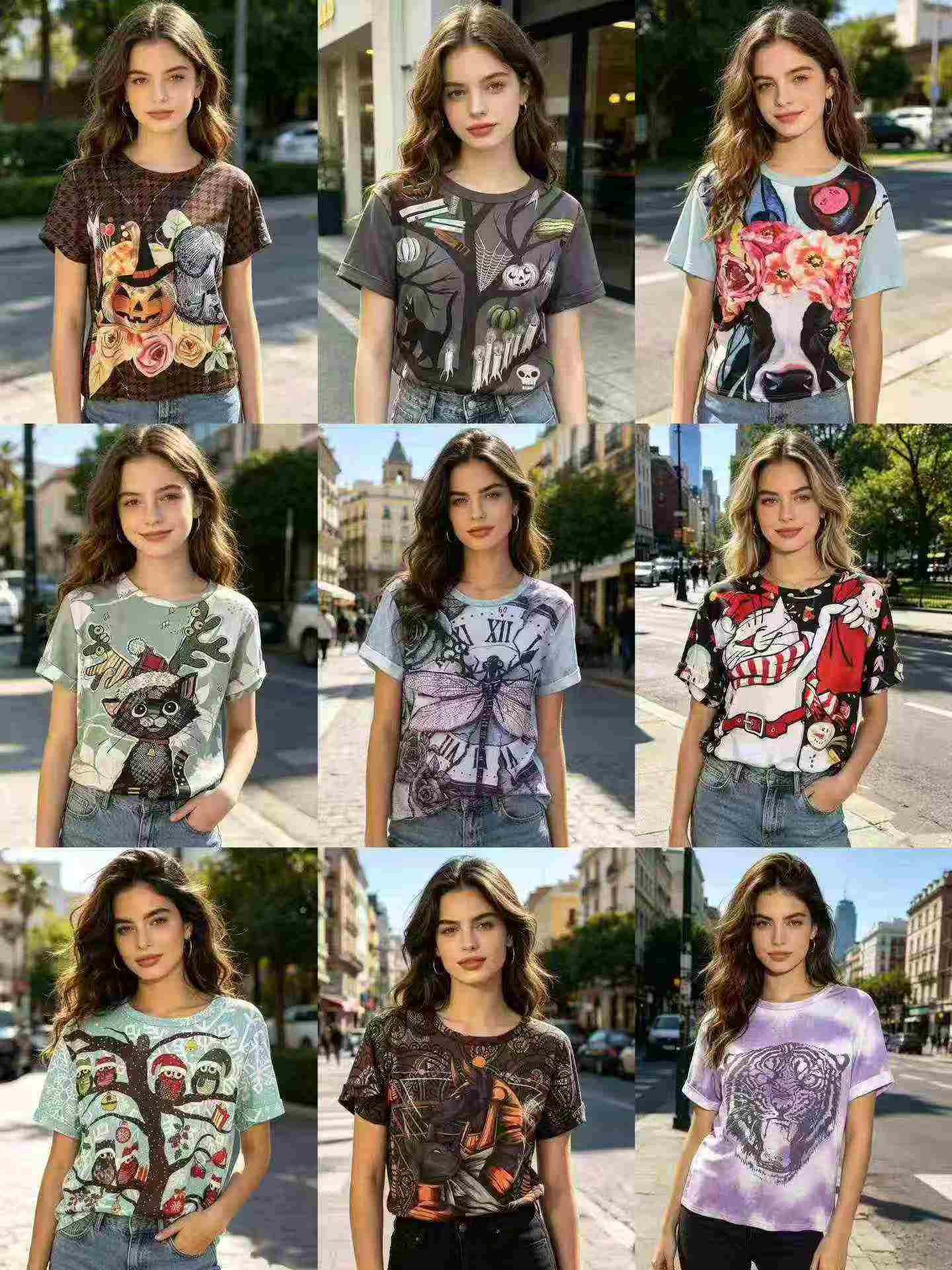 2026 New European American Style Women's 3D Printed Short Sleeve Loose Plus Size T-shirt 8263 Pieces - Image 2