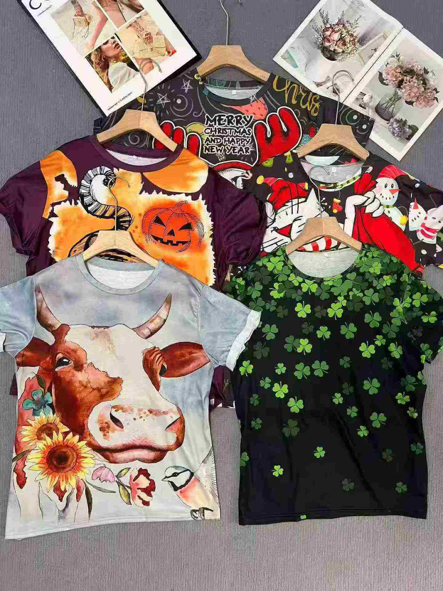 2026 New European American Style Women's 3D Printed Short Sleeve Loose Plus Size T-shirt 8263 Pieces - Image 3
