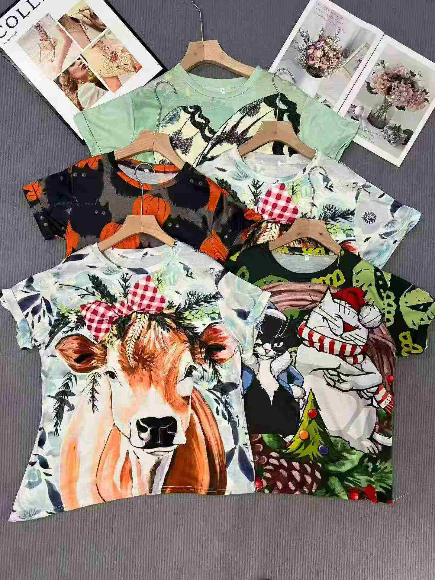 2026 New European American Style Women's 3D Printed Short Sleeve Loose Plus Size T-shirt 8263 Pieces - Image 4