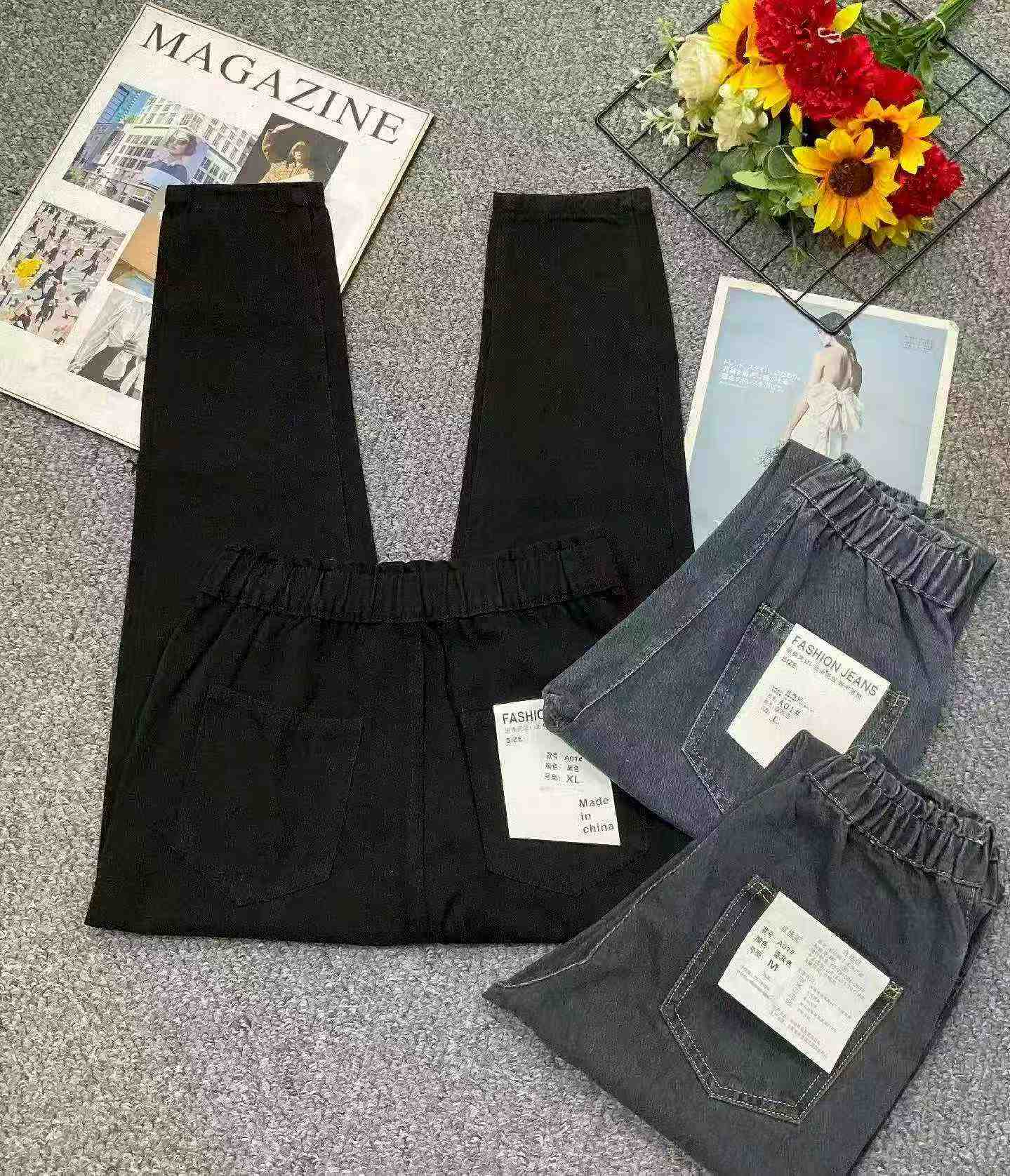 Spring Autumn Korean Style High Waist Loose Harem Jeans, About 200 Pieces - Image 4