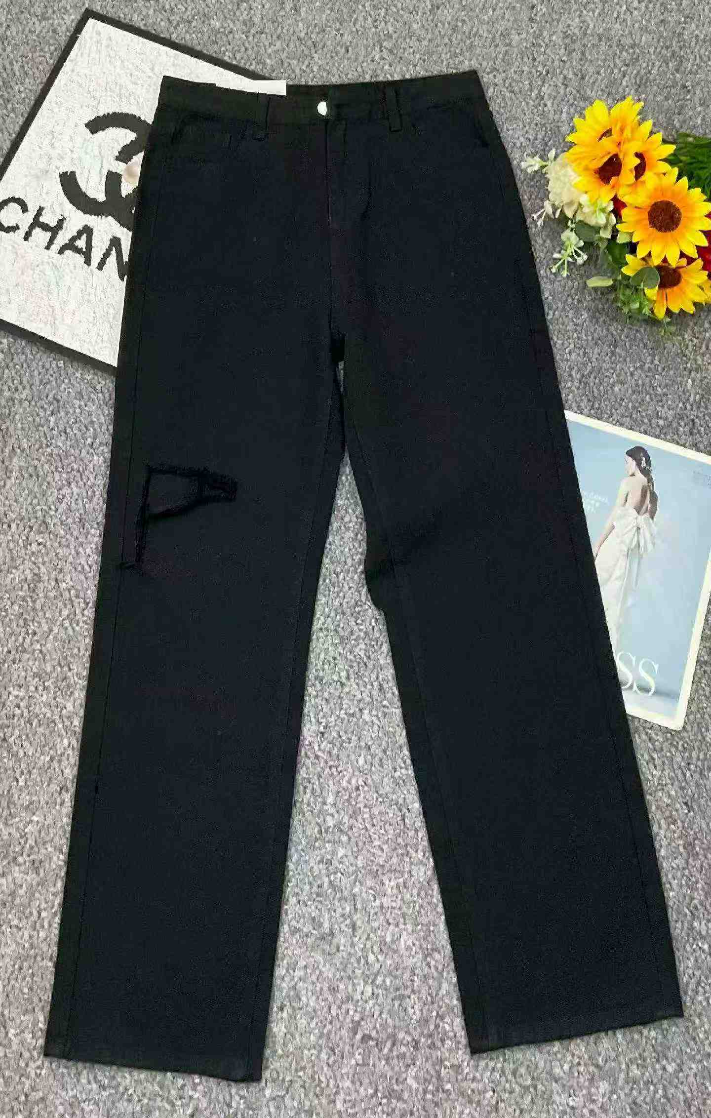 New Spring Summer Vintage Washed Cotton Ripped Wide Leg Straight Jeans, About 360 Pieces - Image 2