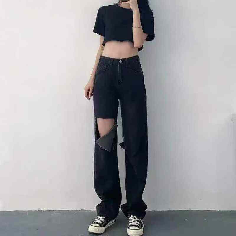 New Spring Summer Vintage Washed Cotton Ripped Wide Leg Straight Jeans, About 360 Pieces - Image 8