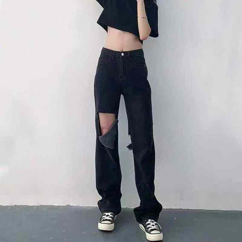 New Spring Summer Vintage Washed Cotton Ripped Wide Leg Straight Jeans, About 360 Pieces - Image 9