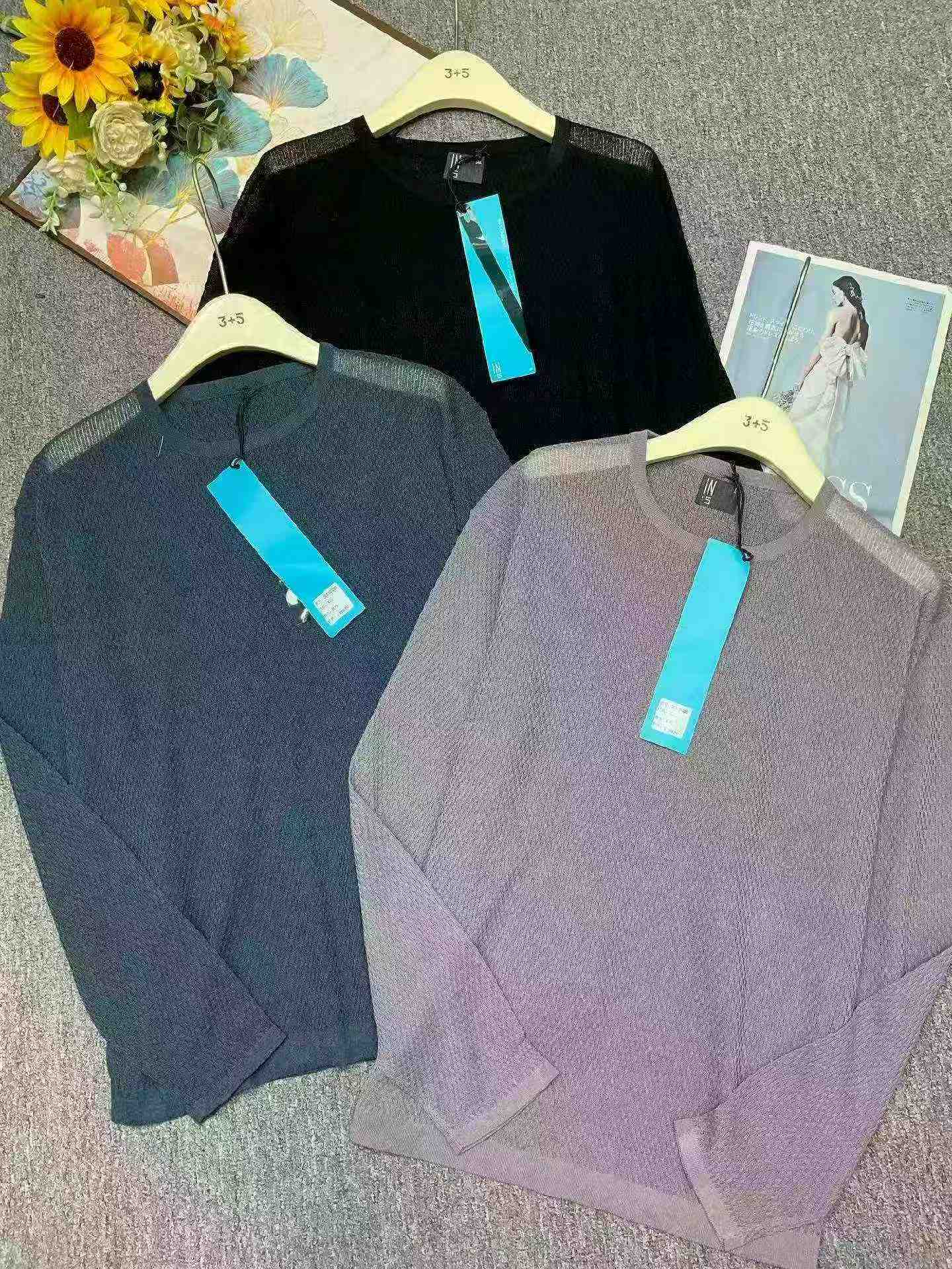Original Brand Men's Loose Plain Ice Silk Knit Long Sleeve Tops, 480 Pieces, Size M-2XL - Image 3