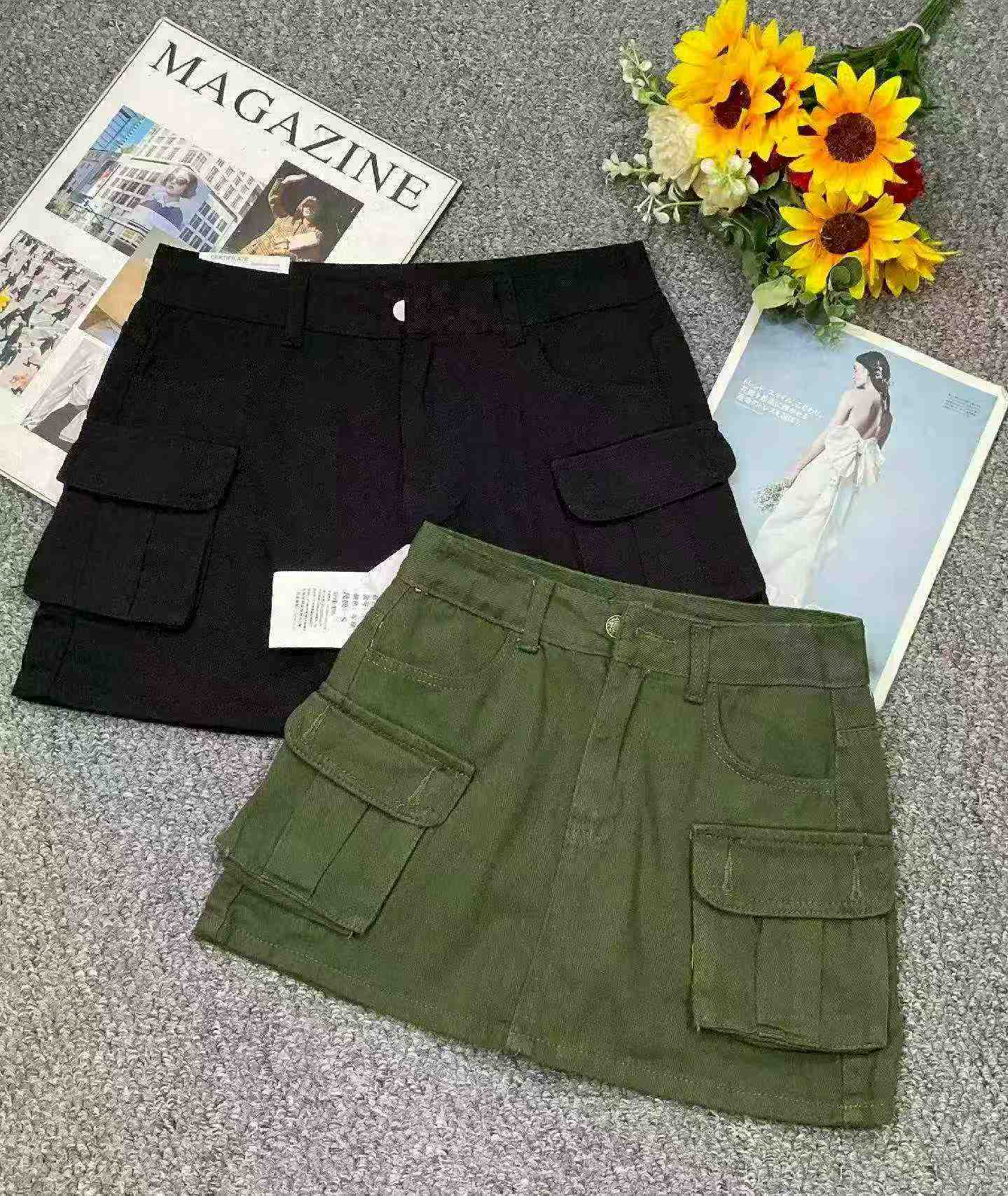 Summer New Vintage Multi-pocket Cargo Denim Mini Skirt, About 150 Pieces - Image 2