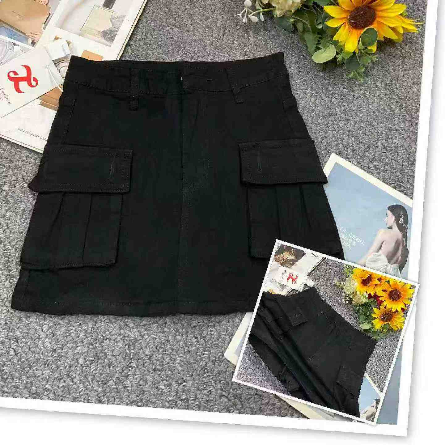 Summer New Vintage Multi-pocket Cargo Denim Mini Skirt, About 150 Pieces - Image 3