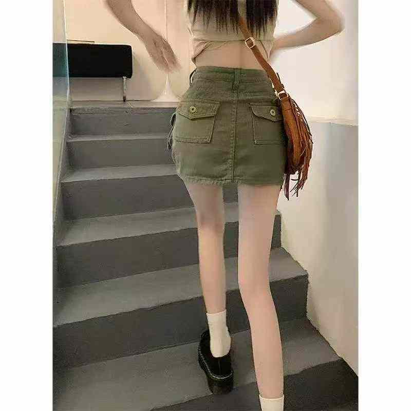 Summer New Vintage Multi-pocket Cargo Denim Mini Skirt, About 150 Pieces - Image 5