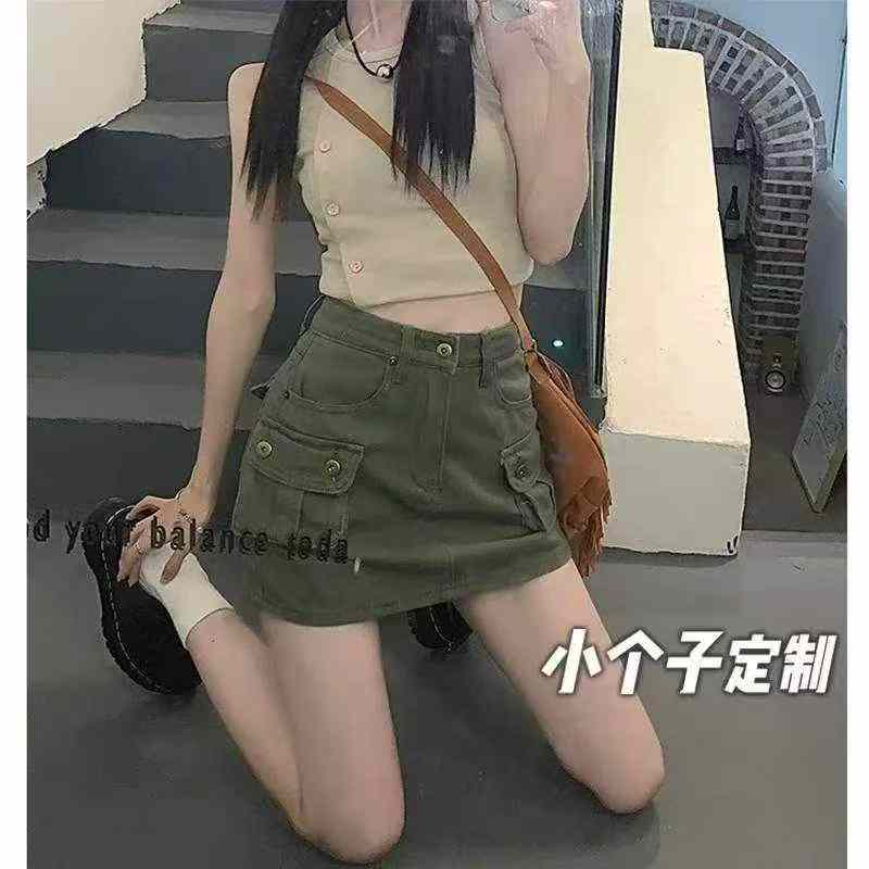 Summer New Vintage Multi-pocket Cargo Denim Mini Skirt, About 150 Pieces - Image 6