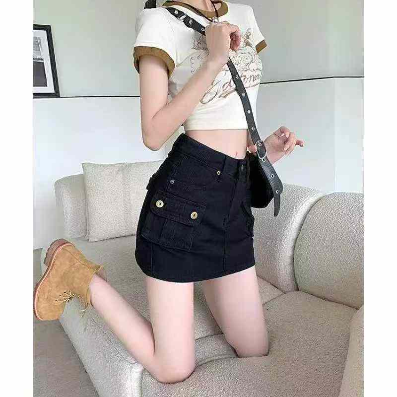 Summer New Vintage Multi-pocket Cargo Denim Mini Skirt, About 150 Pieces - Image 8