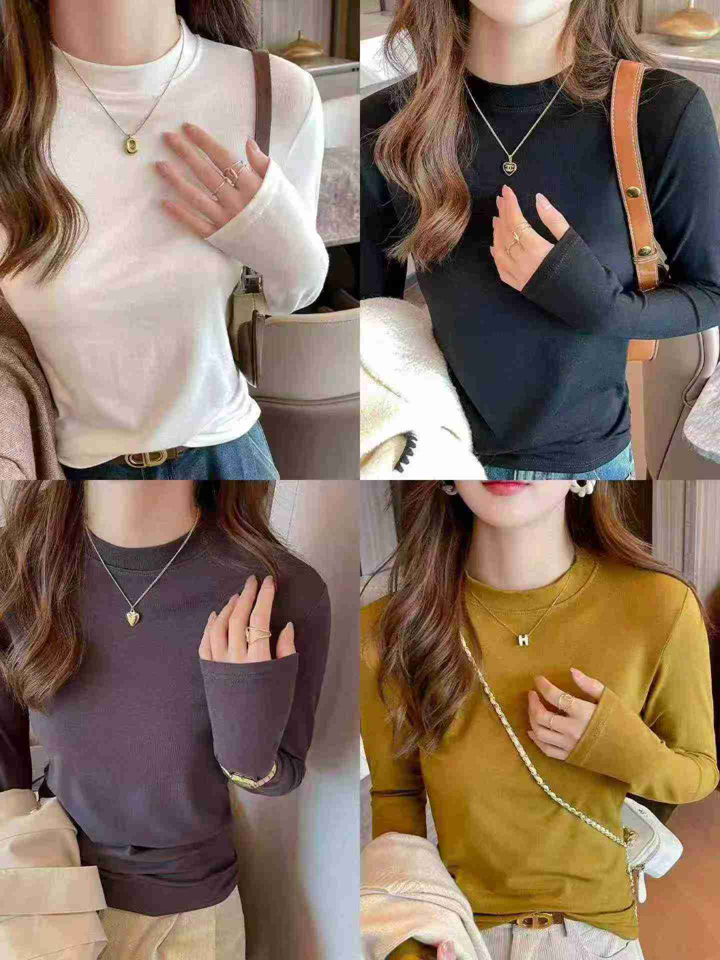 Women's Cotton Stand Collar Long Sleeve Base Tops 1844 Pieces - Image 4