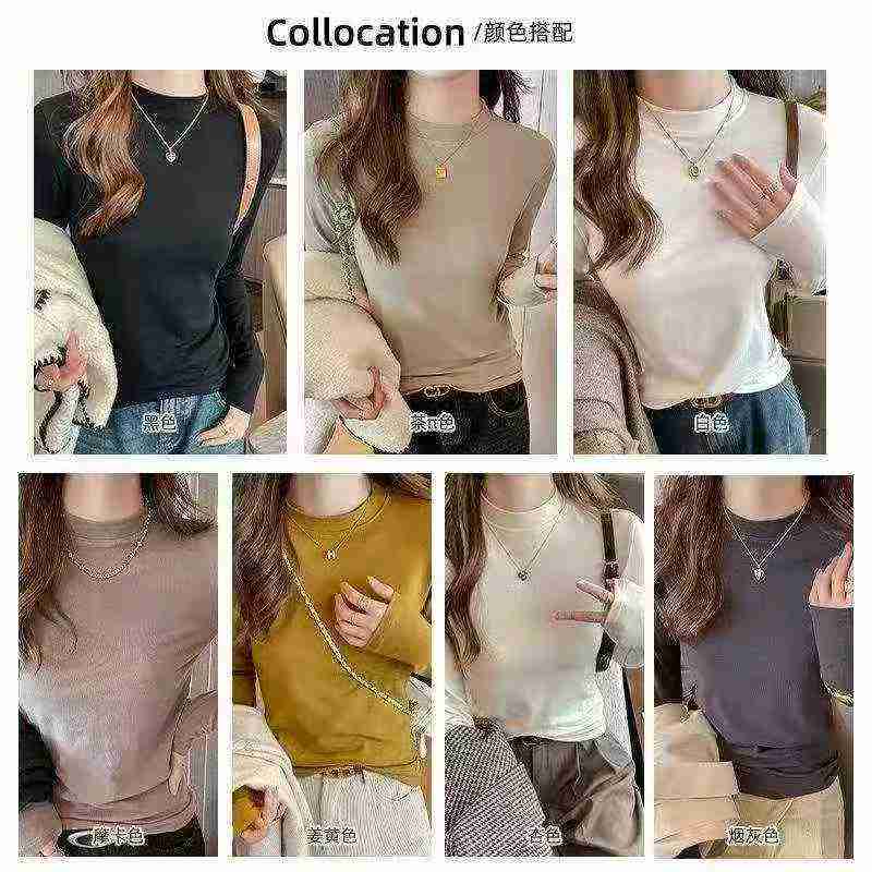 Women's Cotton Stand Collar Long Sleeve Base Tops 1844 Pieces - Image 5