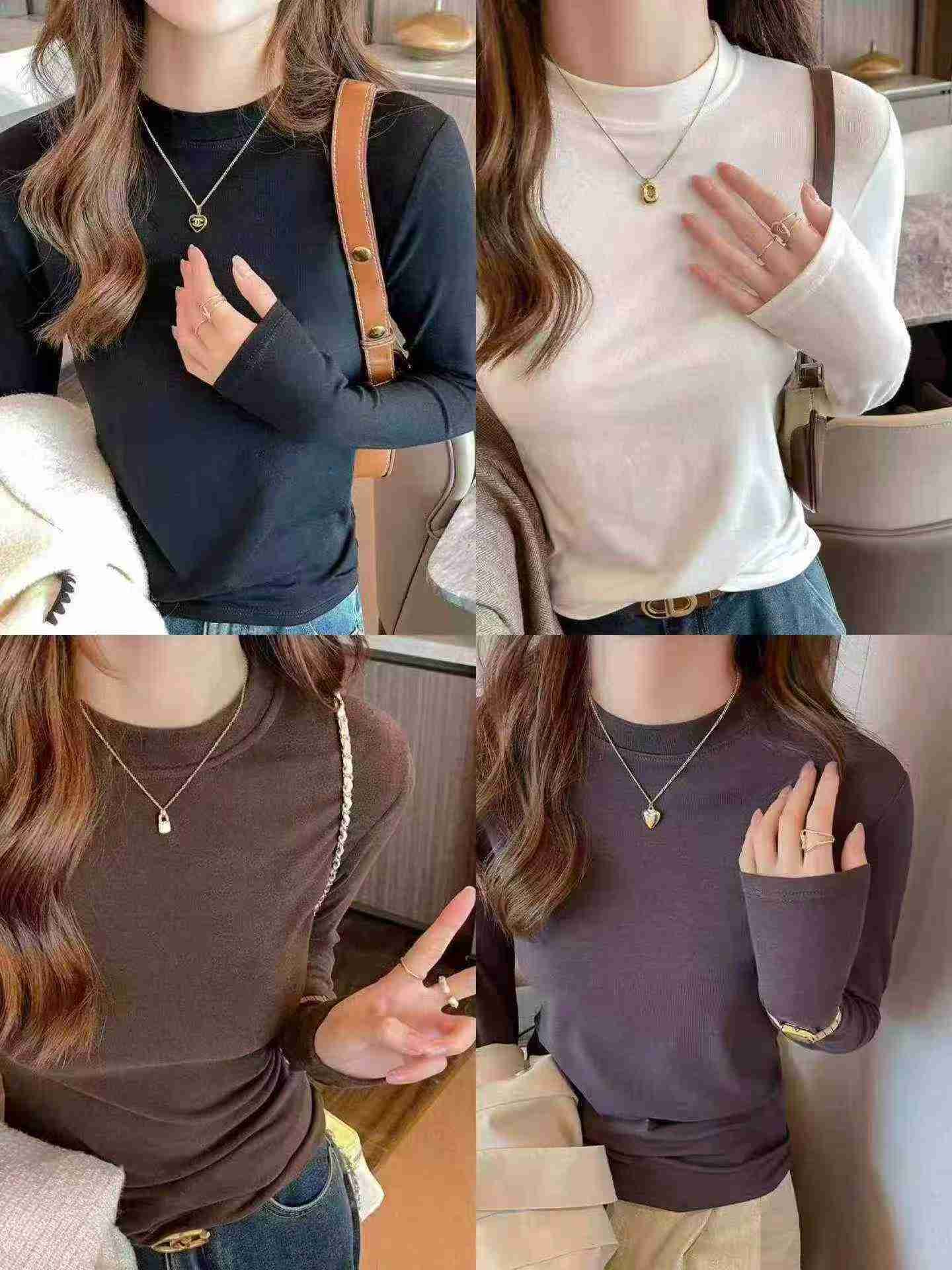 Women's Cotton Stand Collar Long Sleeve Base Tops 1844 Pieces - Image 6