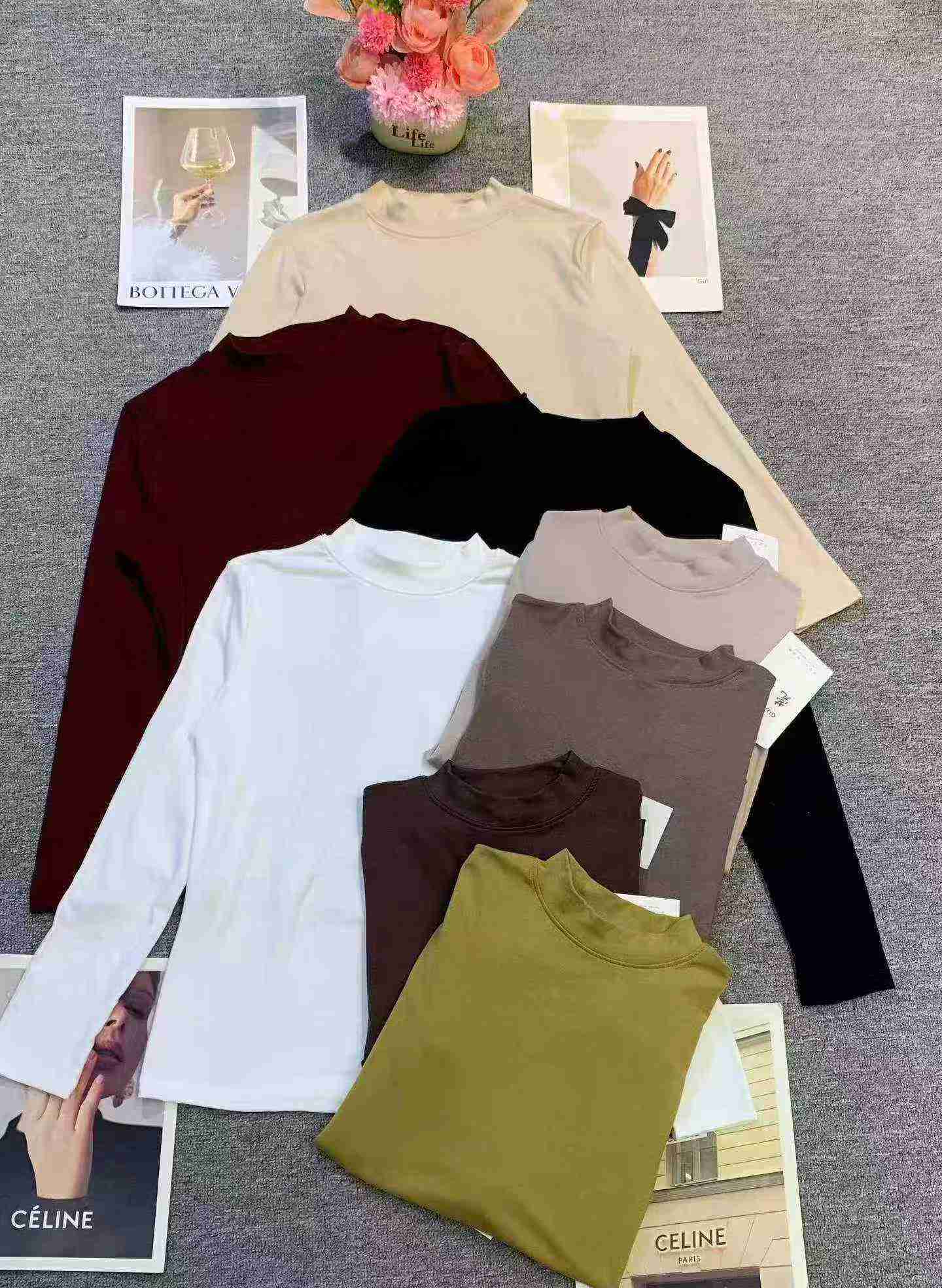 Women's Cotton Stand Collar Long Sleeve Base Tops 1844 Pieces - Image 7