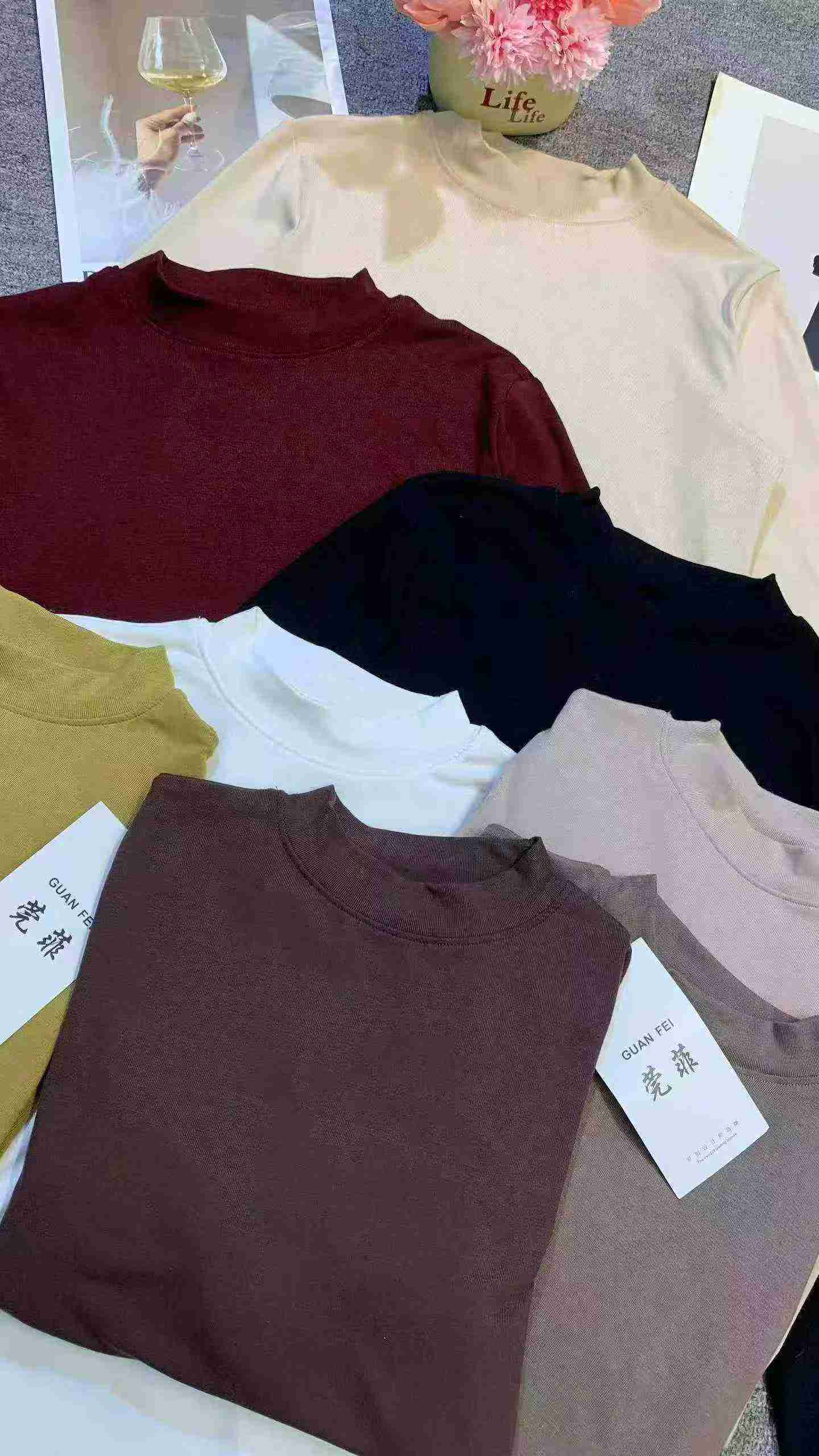 Women's Cotton Stand Collar Long Sleeve Base Tops 1844 Pieces - Image 9