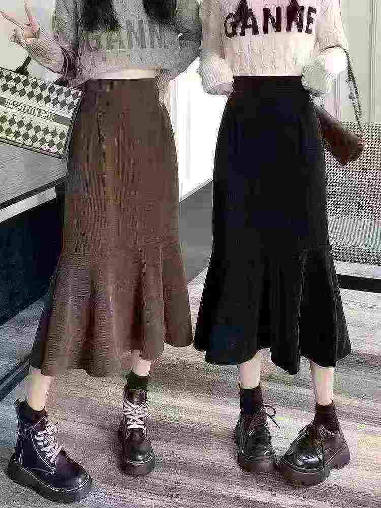 2025 New Fall Winter Women Corduroy High Waist A-line Midi Long Skirts, 420 Pieces Stock Clearance - Image 7
