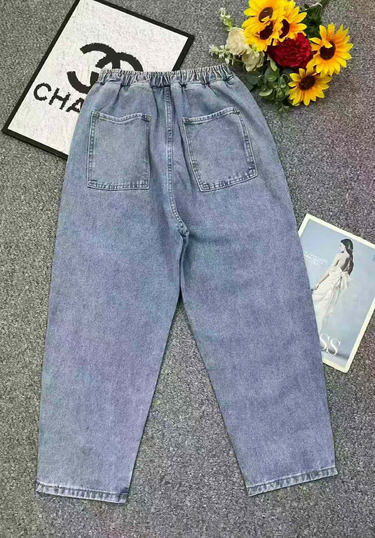 New Spring Summer High Waist Loose Harem Dad Denim Jeans One Size 171 Pieces - Image 3