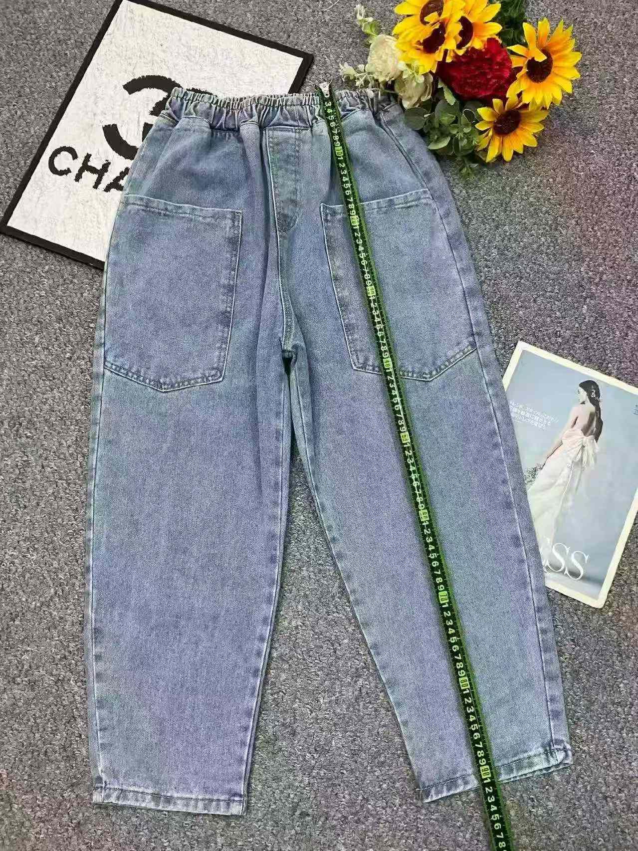 New Spring Summer High Waist Loose Harem Dad Denim Jeans One Size 171 Pieces - Image 5