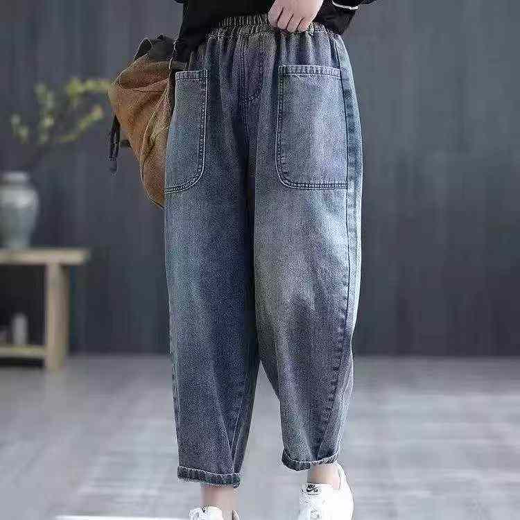 New Spring Summer High Waist Loose Harem Dad Denim Jeans One Size 171 Pieces - Image 6
