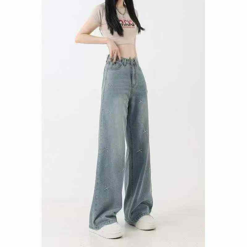 Embroidered Straight Wide Leg Jeans, About 124 Pieces - Image 7