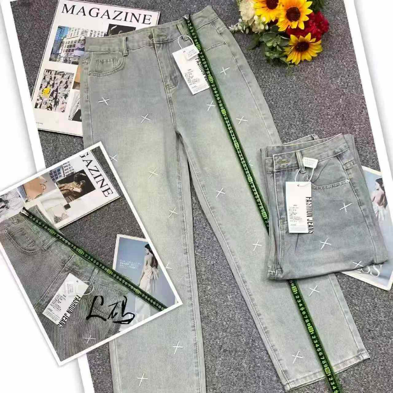 Embroidered Straight Wide Leg Jeans, About 124 Pieces - Image 8