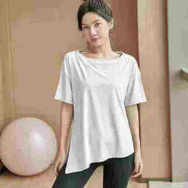 About 180 Pcs Summer Thin Loose Slit Yoga Short Sleeve T-shirts Bulk Clearance - Image 2