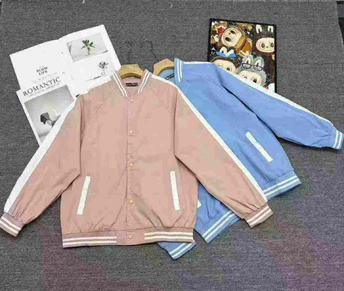 About 300pcs High Quality Couple College Style Solid Baseball Jackets - Image 5