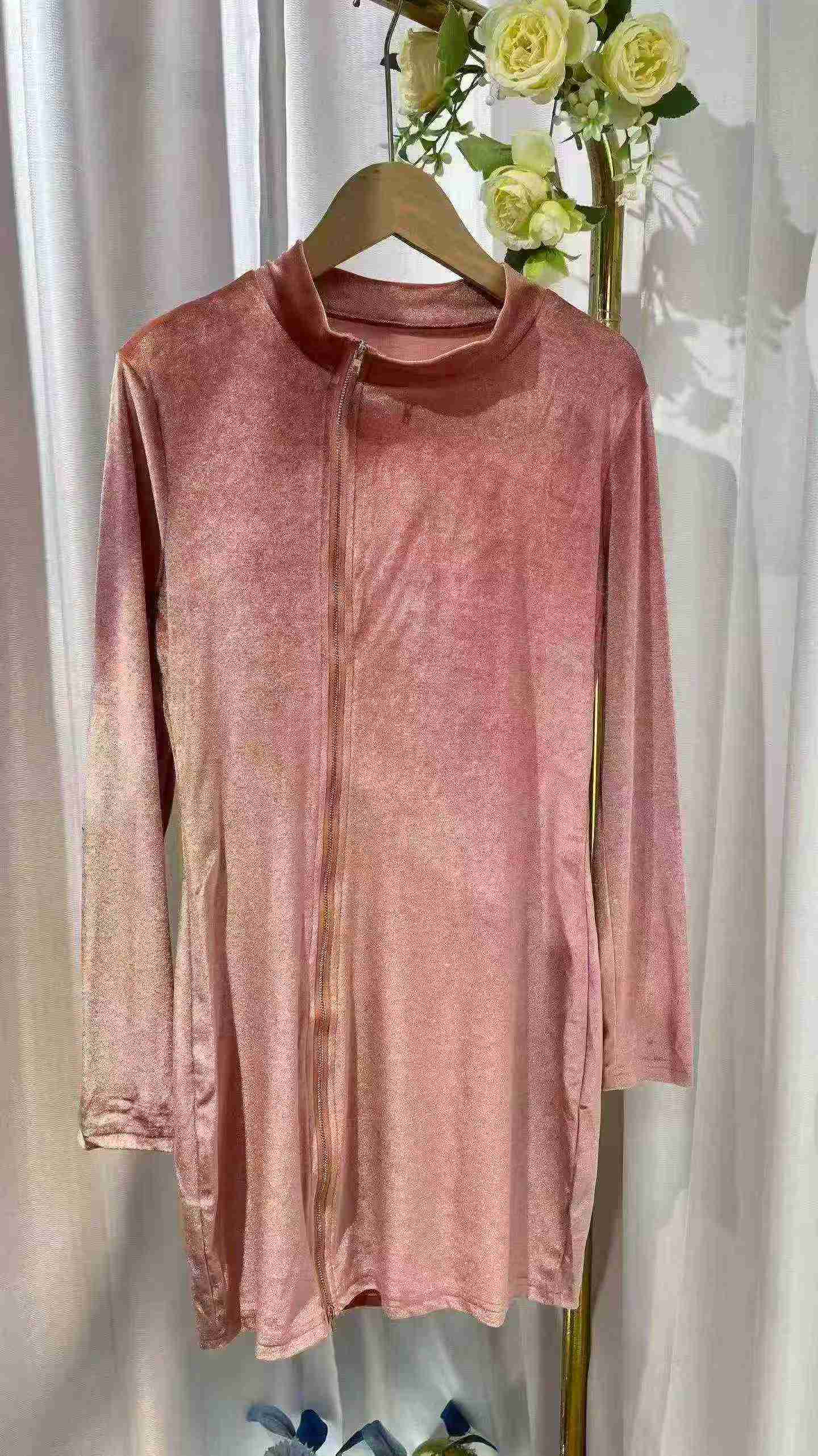 Women's Stand Collar Velvet Long Sleeve Zipper Dress About 336 Pcs Size S-3XL - Image 8