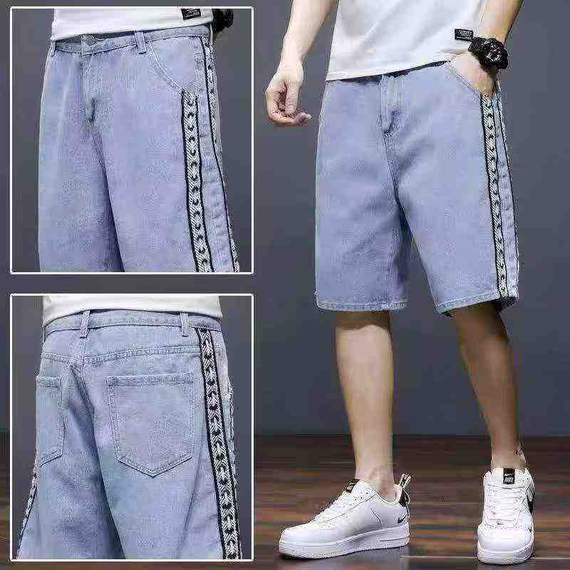 Men's Summer Loose Striped Denim Shorts About 400 Pieces - Image 4