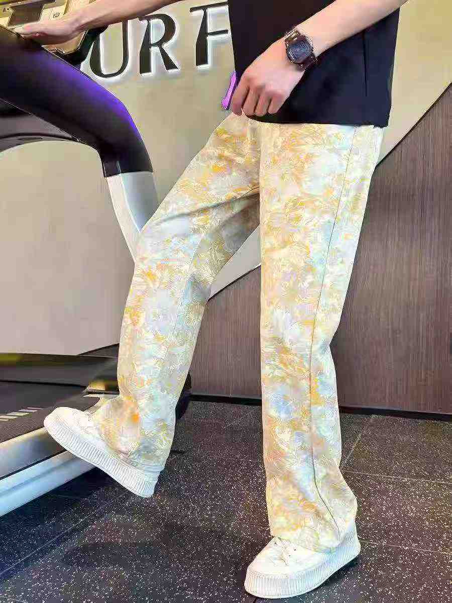 Unisex Yellow Tie Dye Printed High Waist Wide Leg Jeans, About 256 Pcs, Size L-3XL - Image 7
