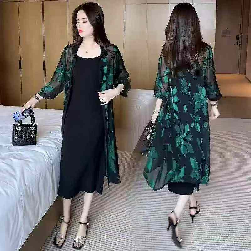 Summer New Fashion Floral 2-Piece Cardigan & Strap Dress 387 Sets - Image 5