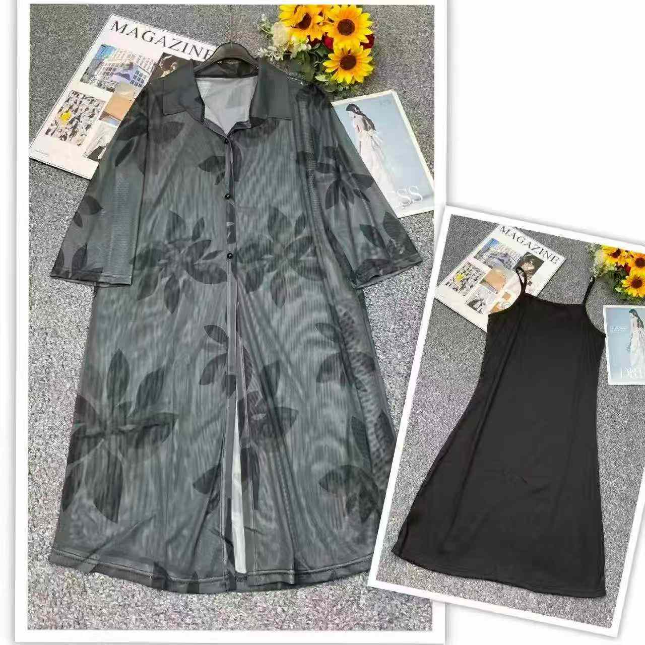 Summer New Fashion Floral 2-Piece Cardigan & Strap Dress 387 Sets - Image 6