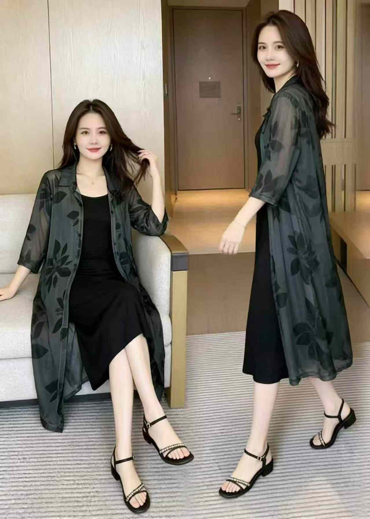 Summer New Fashion Floral 2-Piece Cardigan & Strap Dress 387 Sets - Image 8