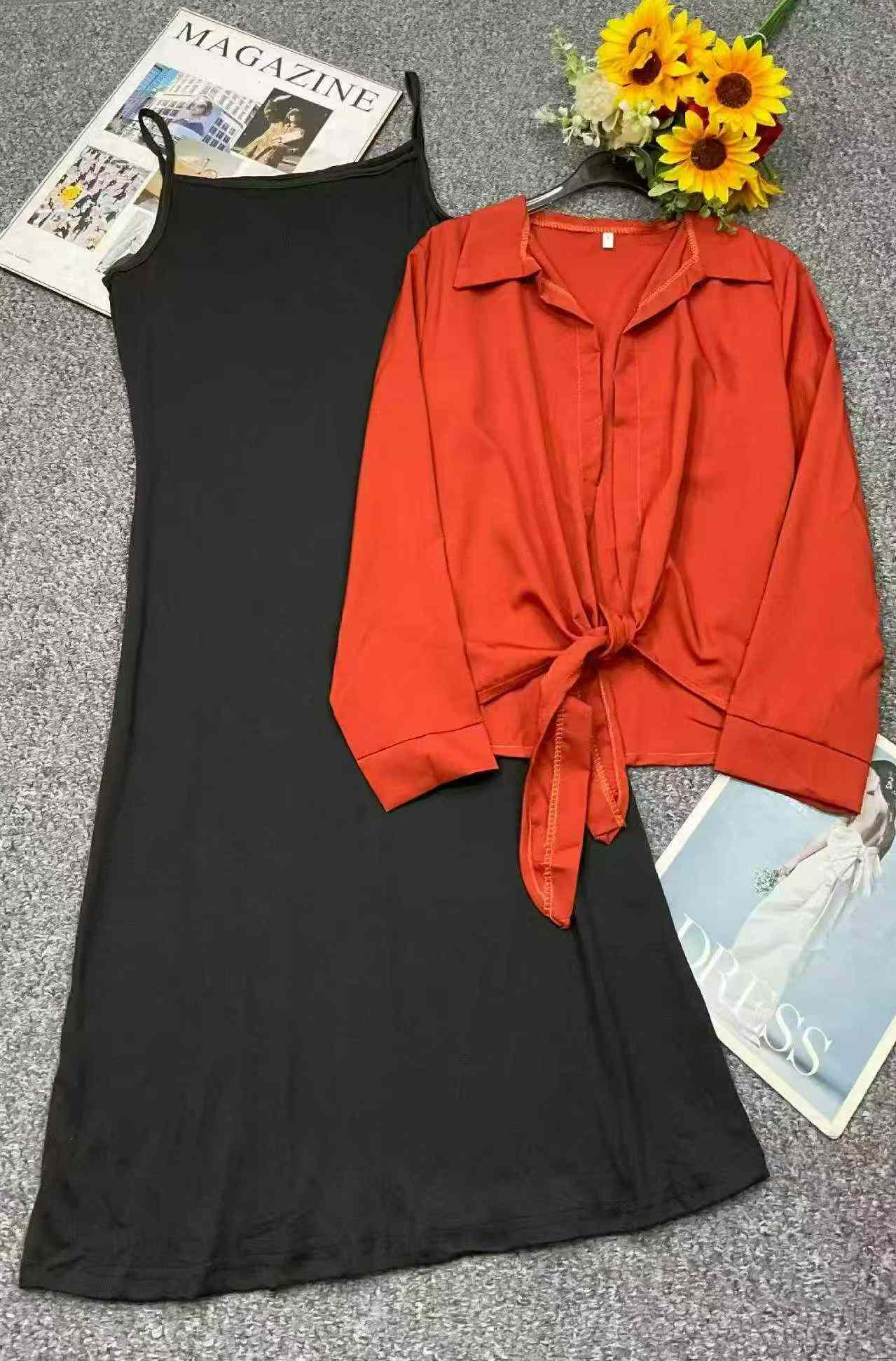 Summer 2-Piece Set Cropped Sun Protection Shirt & Cami Dress 305pcs Stock Wholesale - Image 2