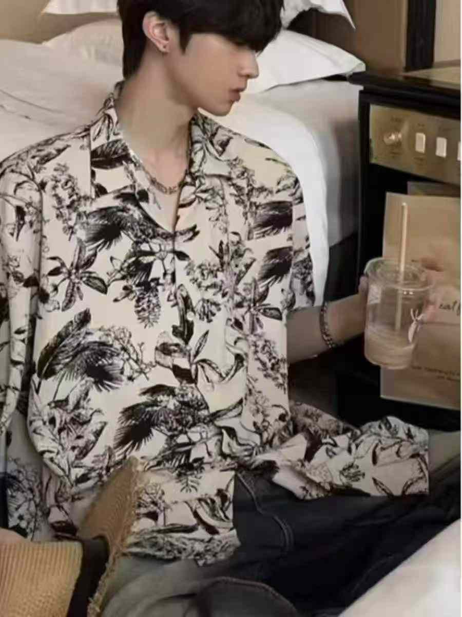 220 Pcs Summer Men's Vacation Cuban Collar Short Sleeve Ice Silk Casual Shirt Clearance - Image 6