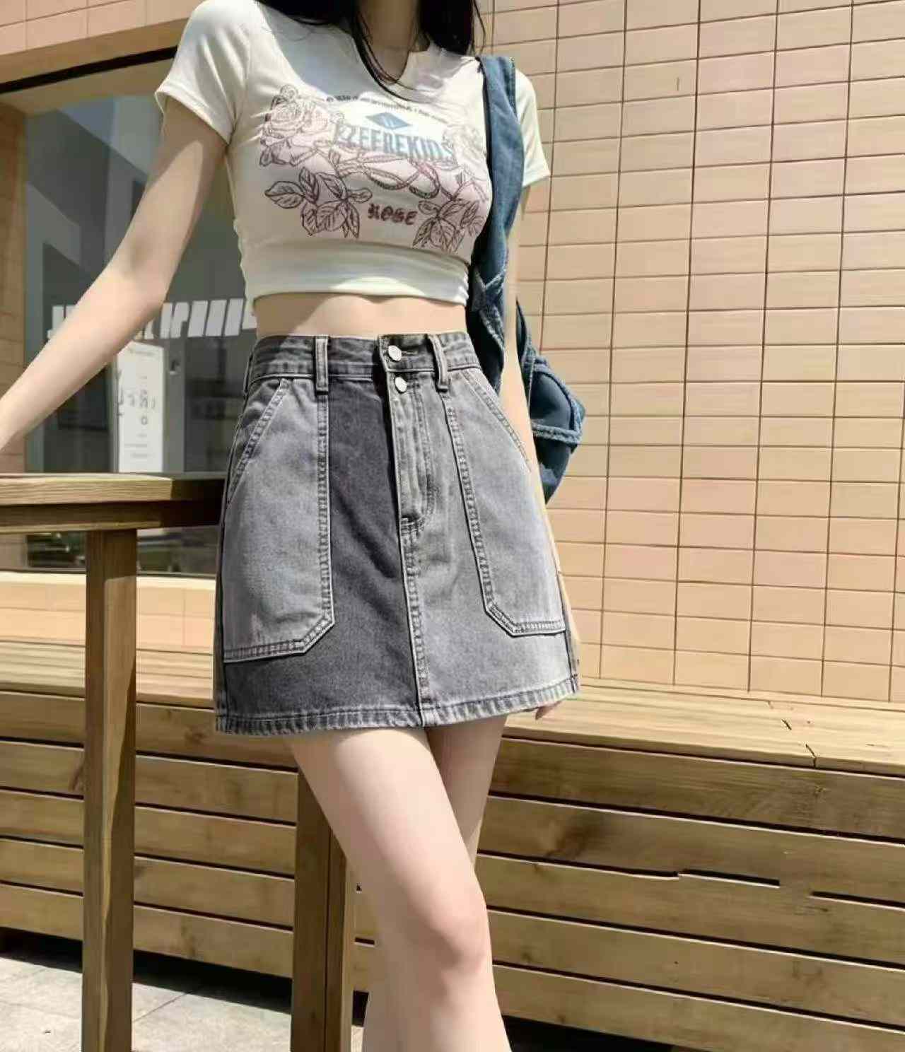 New Summer Vintage Washed Cotton Denim Skort, 920 Pieces Wholesale - Image 8