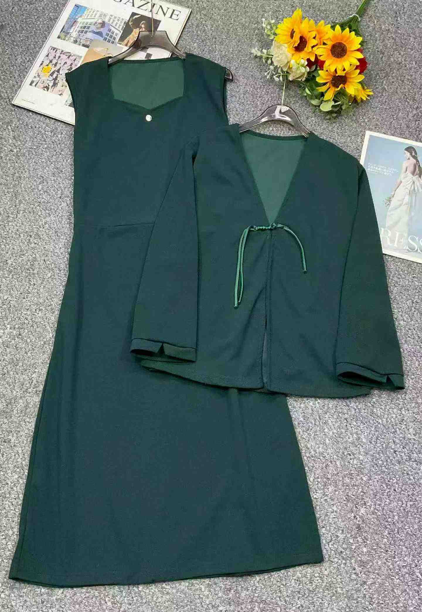 Spring Summer Vintage Women's 2-piece Dress & Coat Set, 1257 Sets Stock Wholesale - Image 2