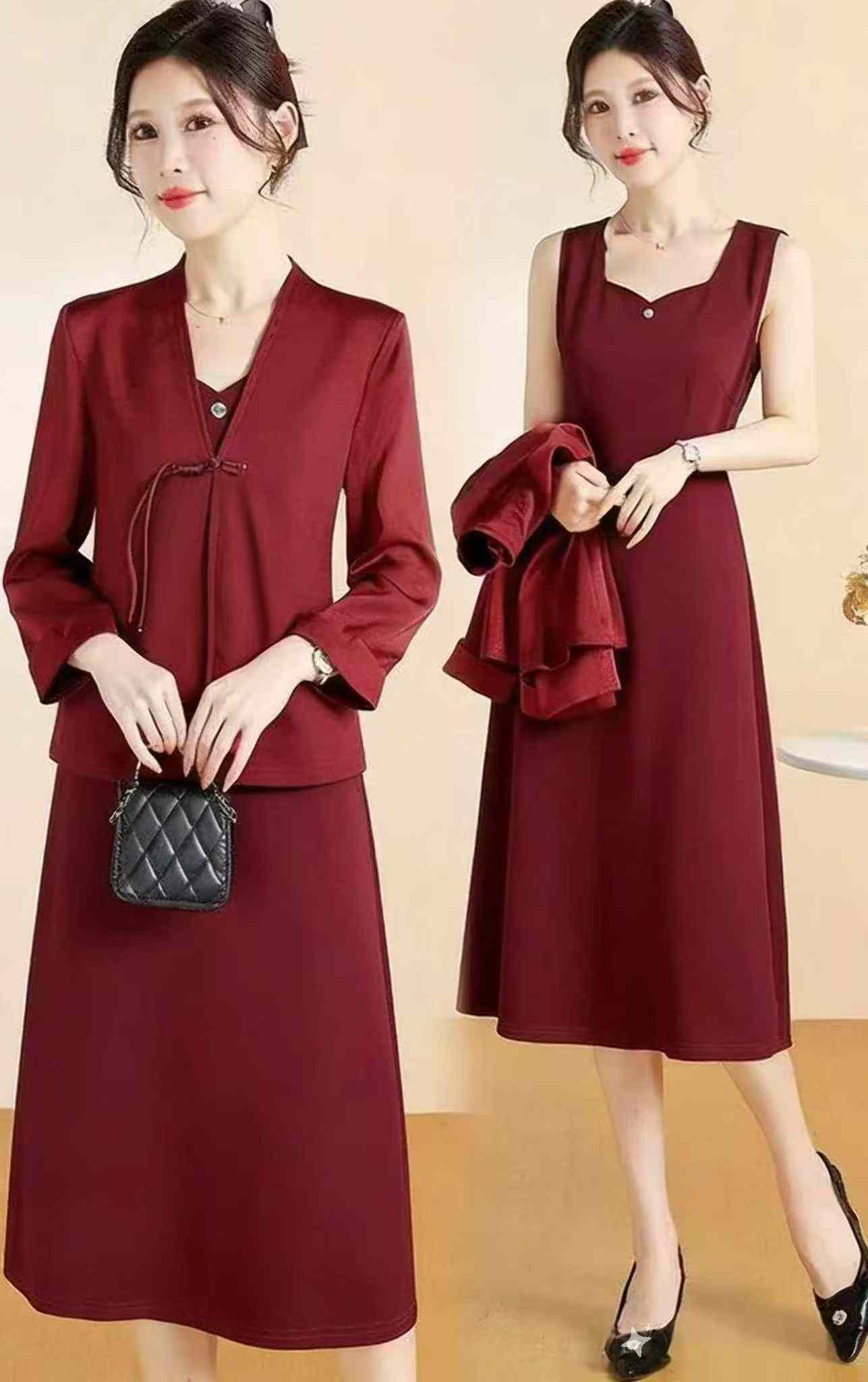 Spring Summer Vintage Women's 2-piece Dress & Coat Set, 1257 Sets Stock Wholesale - Image 3
