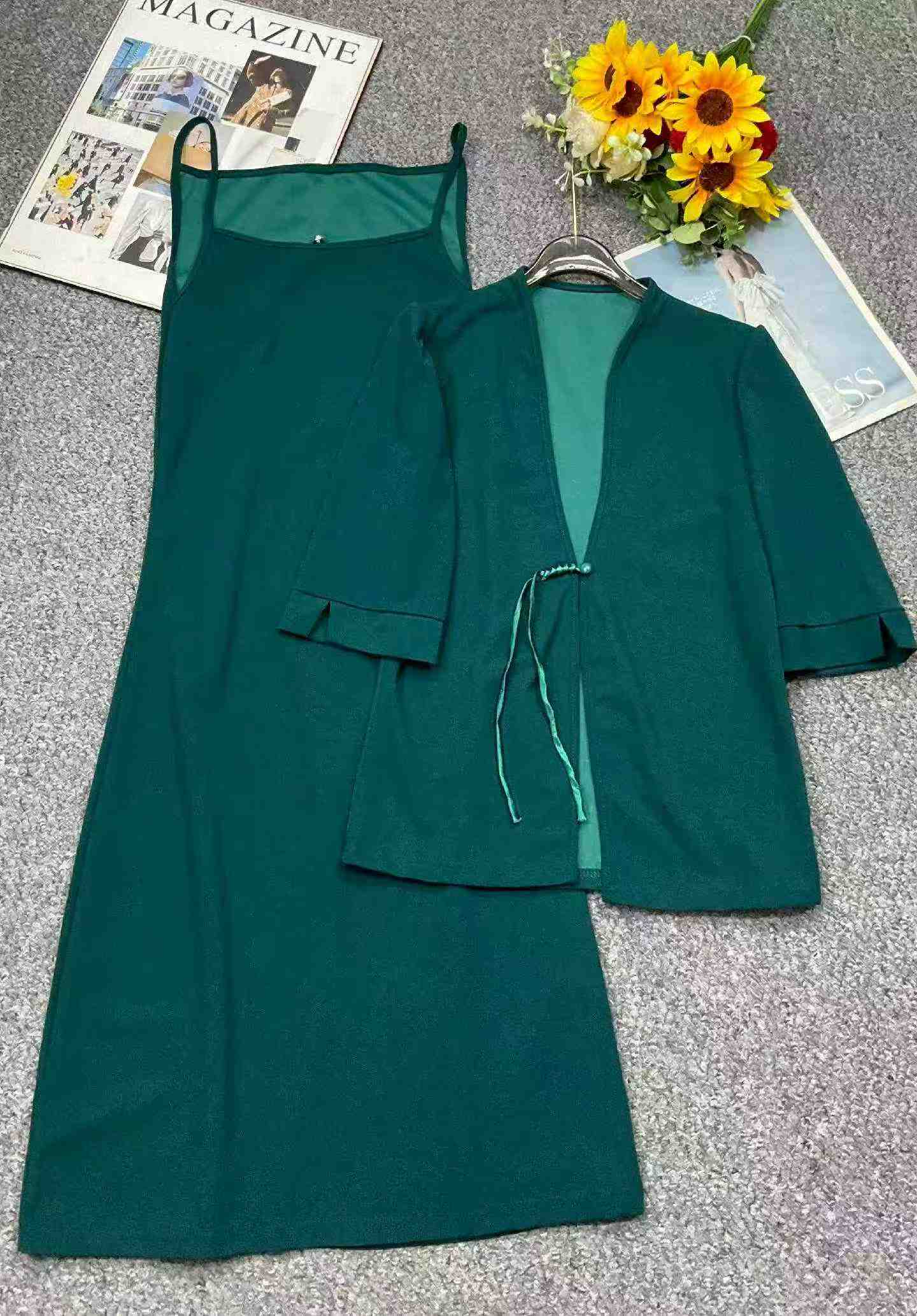 Spring Summer Vintage Women's 2-piece Dress & Coat Set, 1257 Sets Stock Wholesale - Image 4