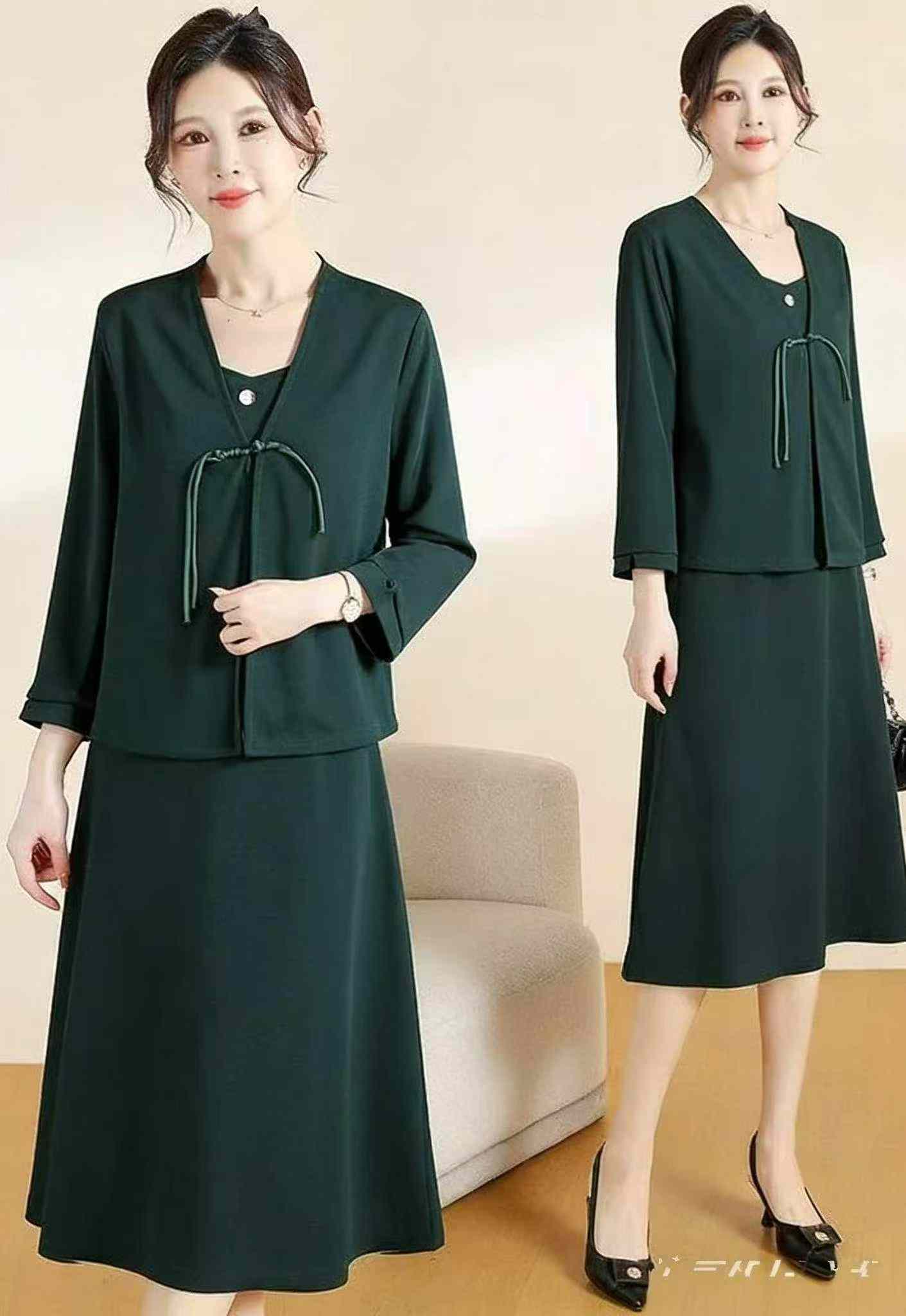 Spring Summer Vintage Women's 2-piece Dress & Coat Set, 1257 Sets Stock Wholesale - Image 8